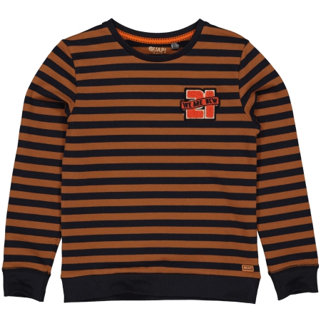 Quapi sweater Raiden aop camel dark stripe