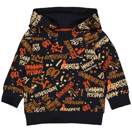 Quapi hoodie Sjaak aop blue dark grafitti