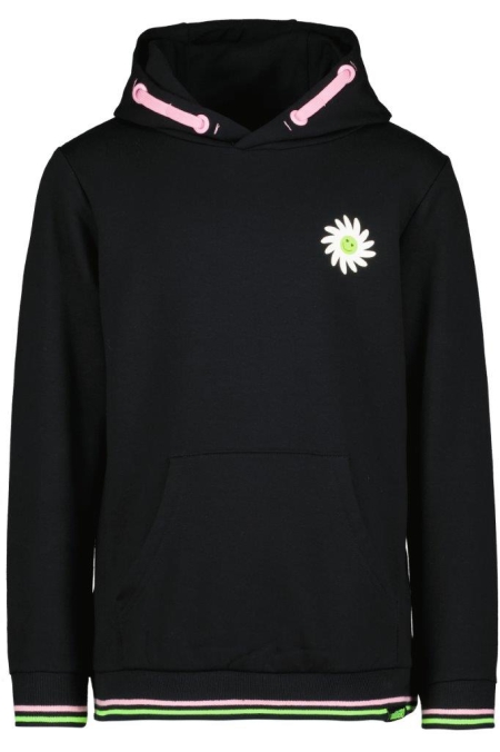 Louder! hoodie Felien black (acherkant bloemen)