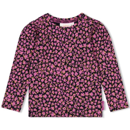 Jubel longsleeve navy paarse bloemen (91600356)