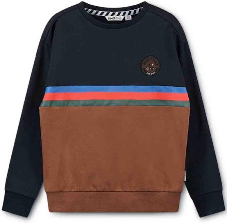 Moodstreet sweater zwart bruin met gekleurde strepen (M309-6383-099)