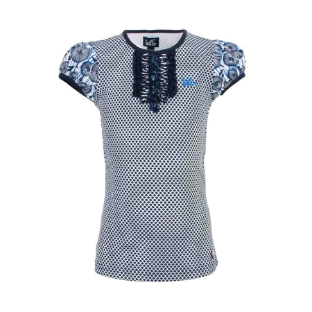 Lofff t-shirt Blanche blue print (A23-176)