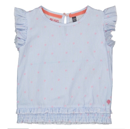 Quapi shirt Thiza pink lilies blauw gestreept