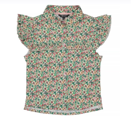 Quapi shirt Tiamo aop green flowers