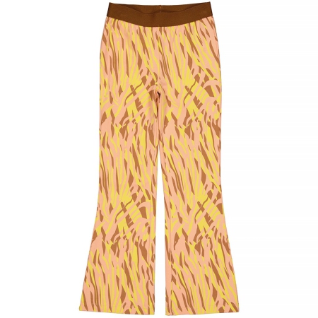 Quapi flaired broek Tieme aop yellow sand animal