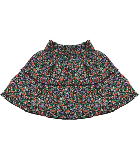 Vinrose rok black bloemen (VGS23SK015)