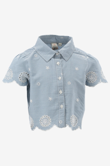 Indian Blue Jeans stripe embroidery shirt light blue (IBGSS24-5179)