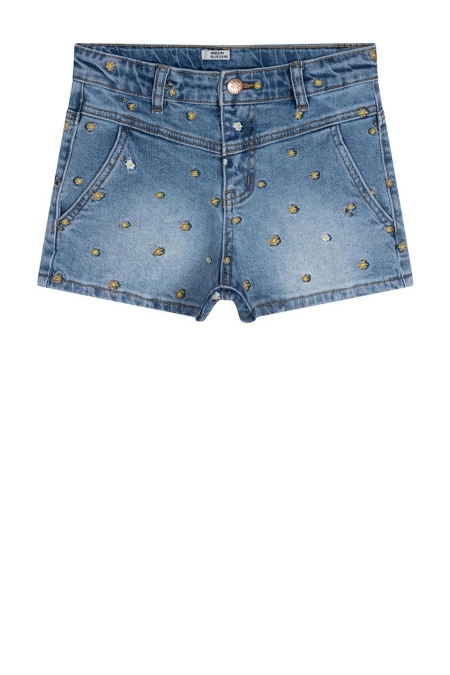 Indian Blue Jeans flower denim short medium denim (IBGSS24-6004)