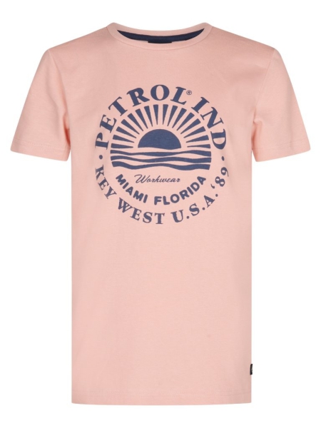 Petrol t-shirt classic print dusty peach miami florida key west u.s.a. (B-1050-TSR127-3171)